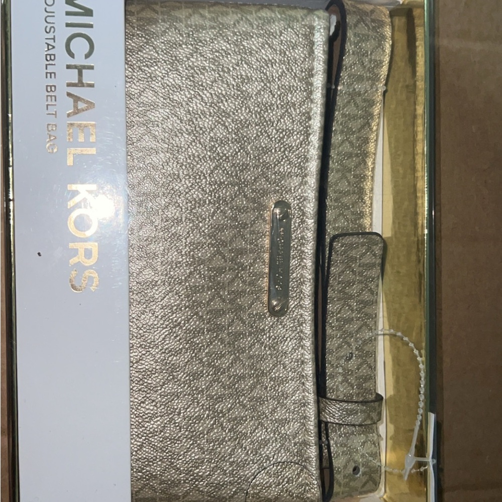 Michael Kors Gold Metallic Logo Belt Bag